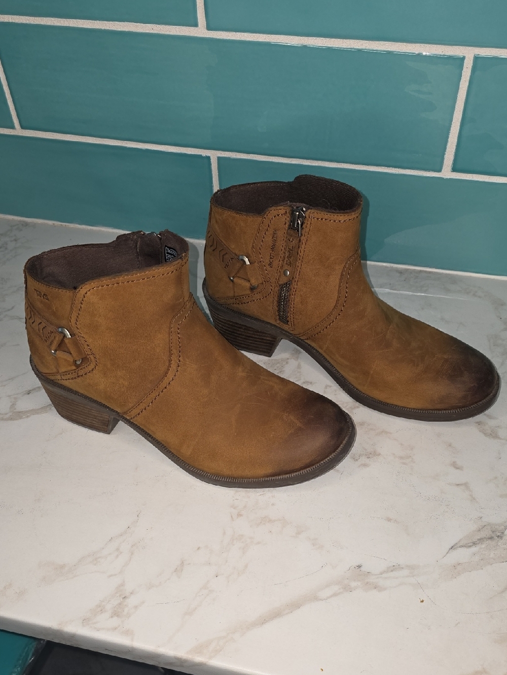 Teva FOXY Women's Tan Ankle Booties with Side Zip